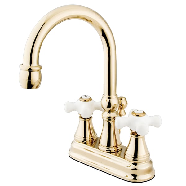 4" Centerset Bathroom Faucet, Polished Brass